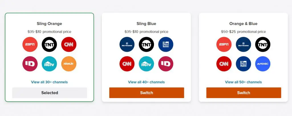 sling tv packages