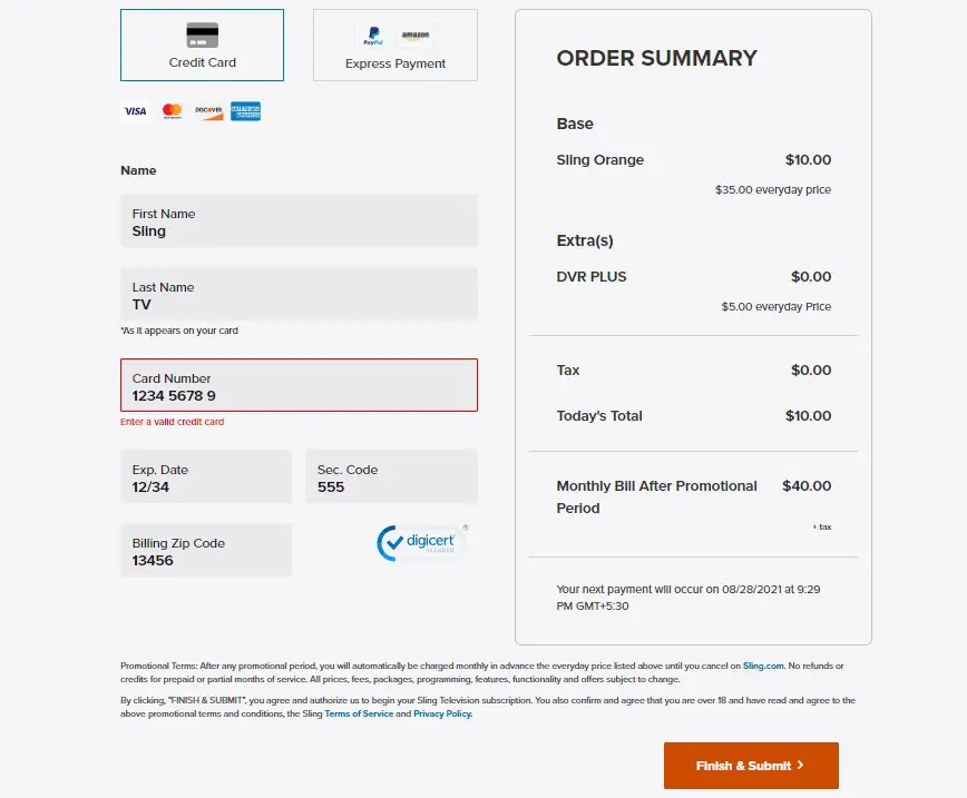 Sling TV Payment Method