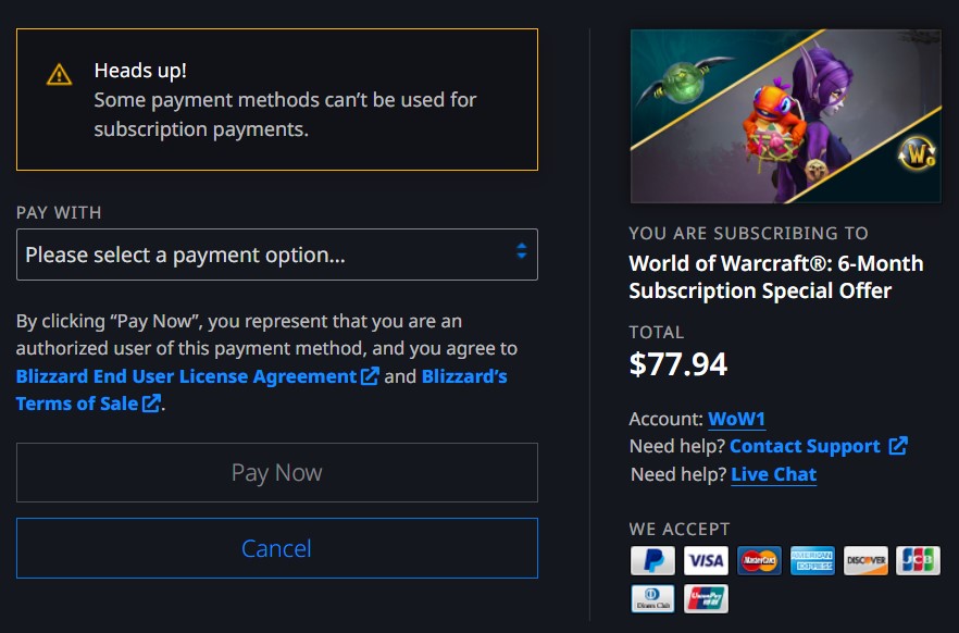 how to sign up for wow subscription-Step10
