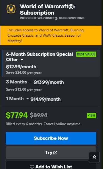 how to sign up for wow subscription-Step2
