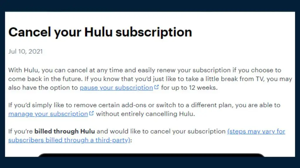 How to cancel Hulu subscription
